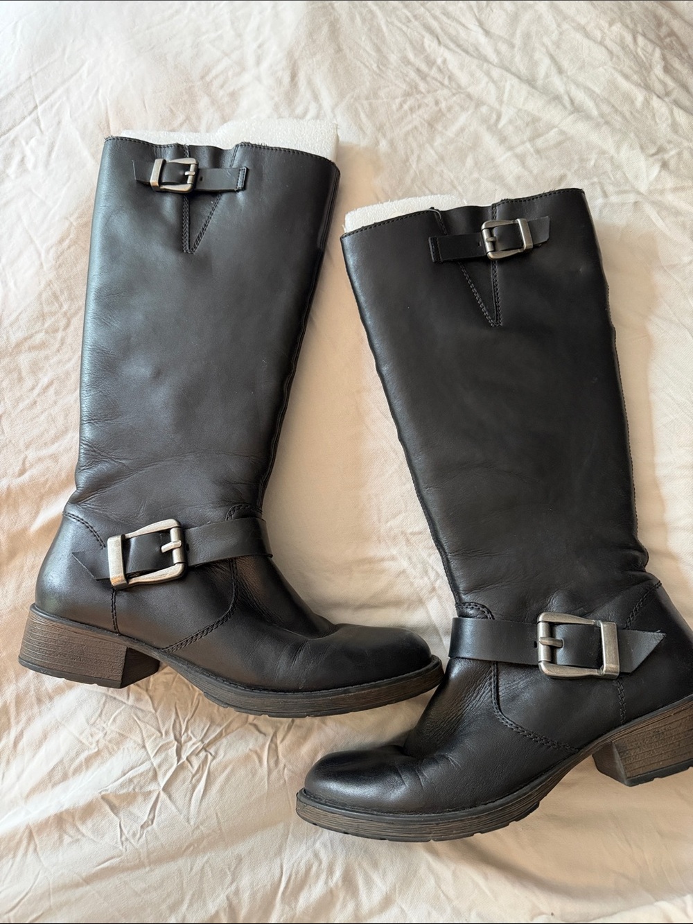 Rieker Black  Tall Buckle Boots